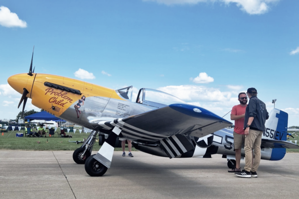 Ferry pilot Ross with Eric´s "Problem Child" upon his arrival at BOEING Plaza